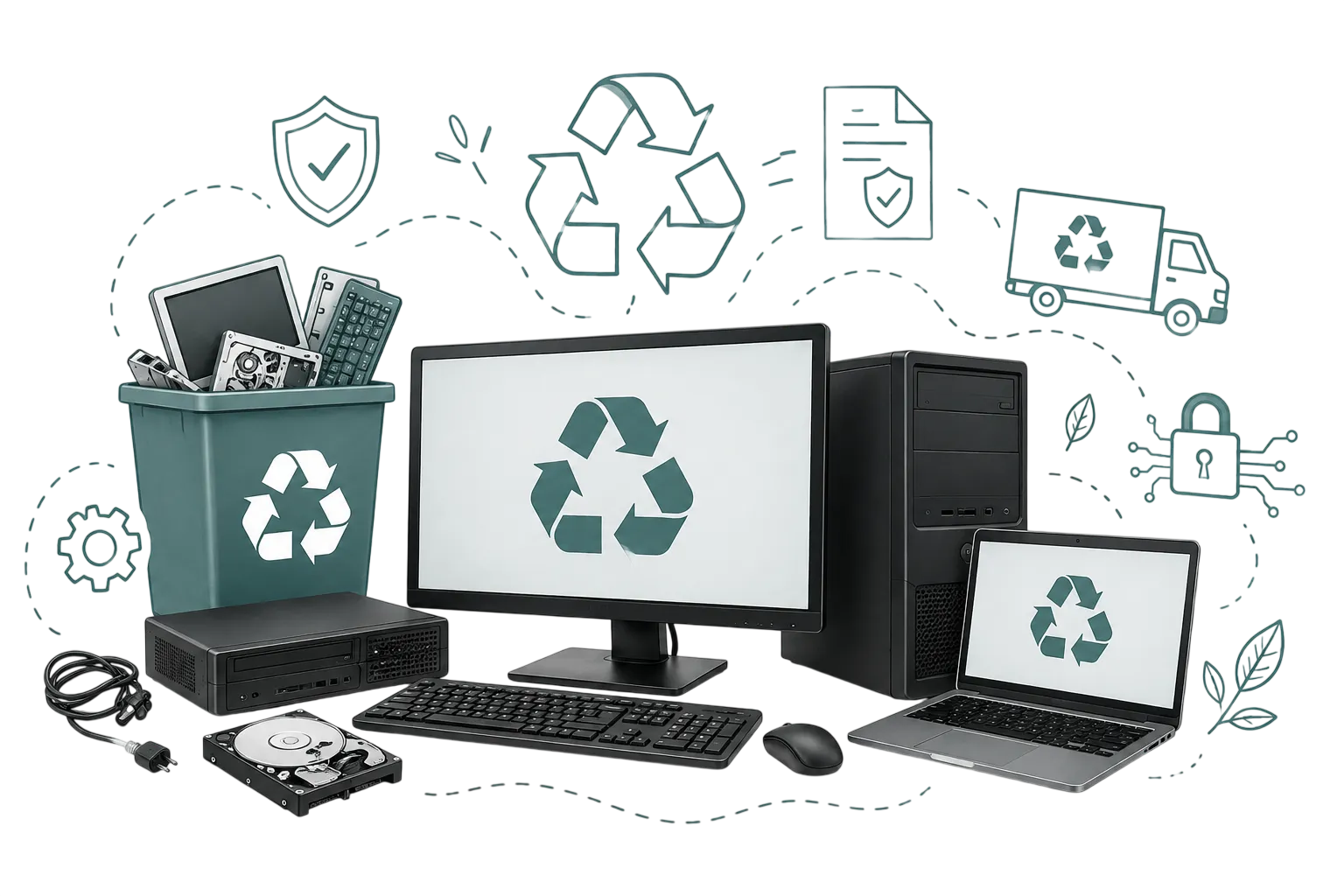 Computer recycling for UK businesses: desktops, iMacs and PCs collected for certified data destruction