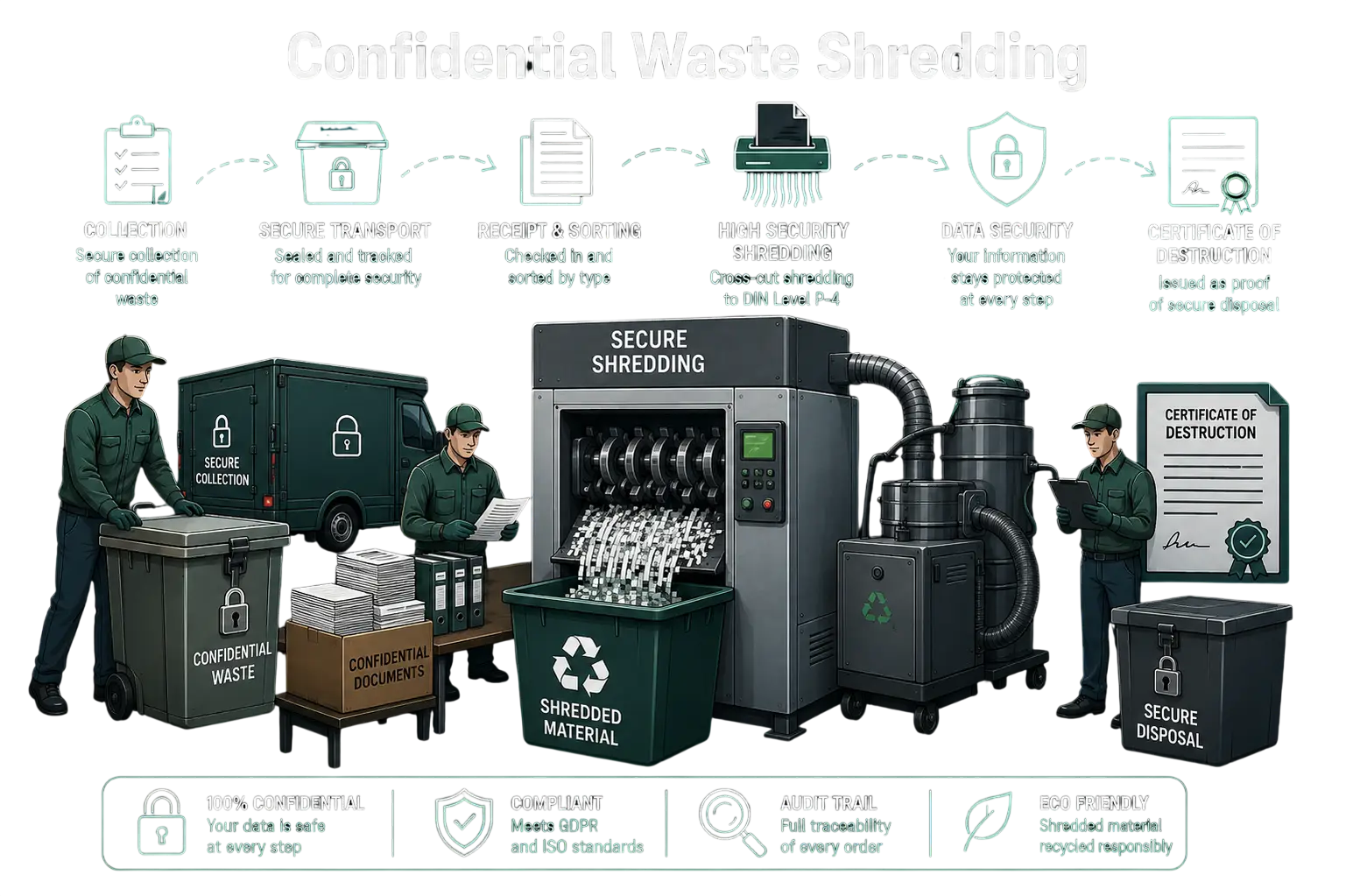 Confidential waste shredding for UK businesses: archive boxes secured for collection
