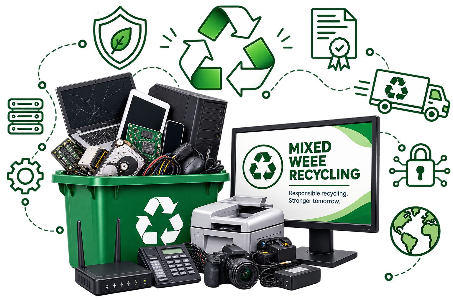Certified WEEE recycling — compliant IT equipment processing at our Environment Agency licensed facility