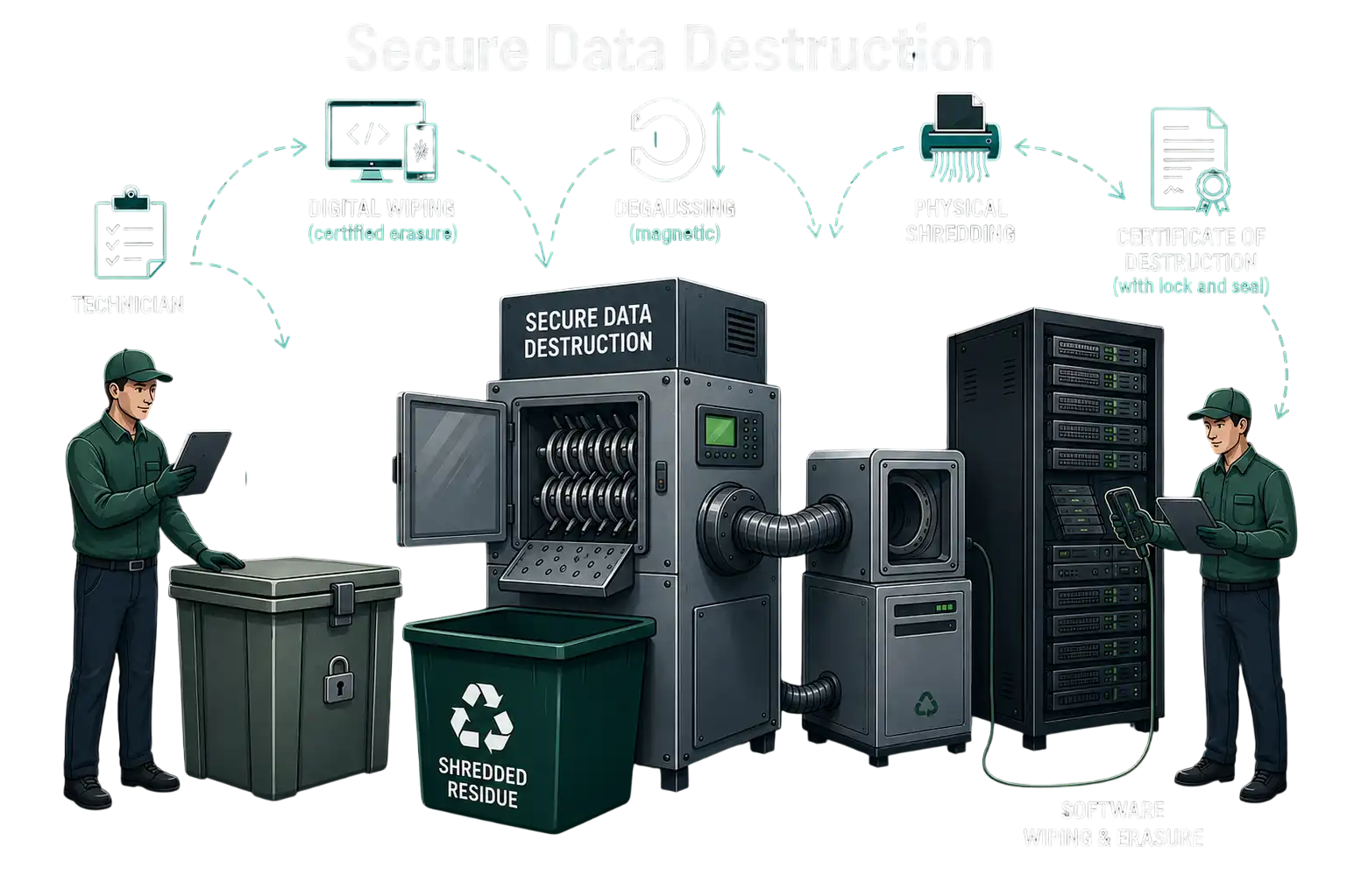 Secure data destruction — certified hard drive shredding and data erasure to HMG and NIST standards