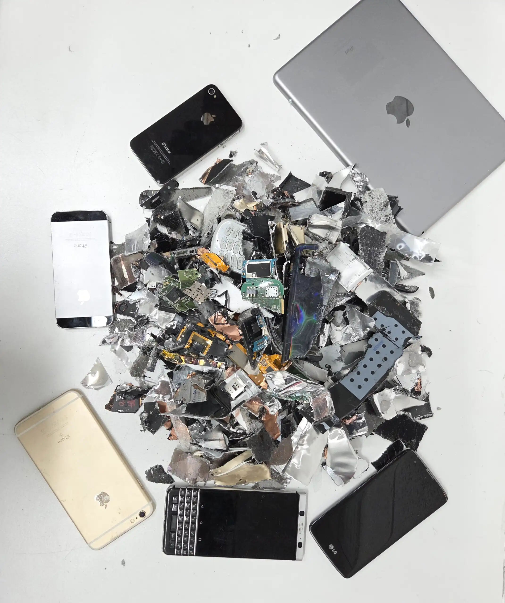 Sanitised and shredded drives ready for certified data destruction documentation