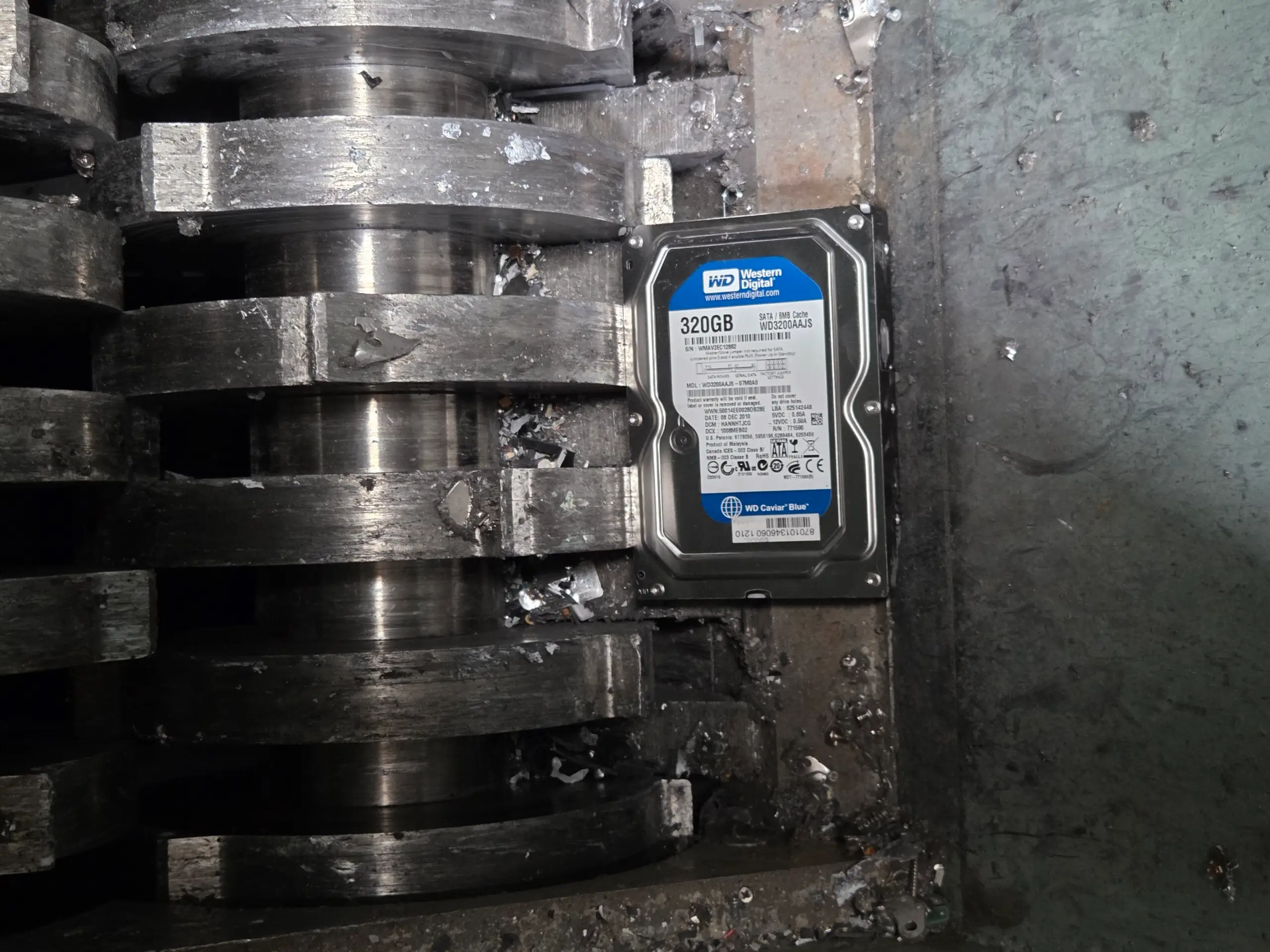 Hard drives queued for certified physical destruction